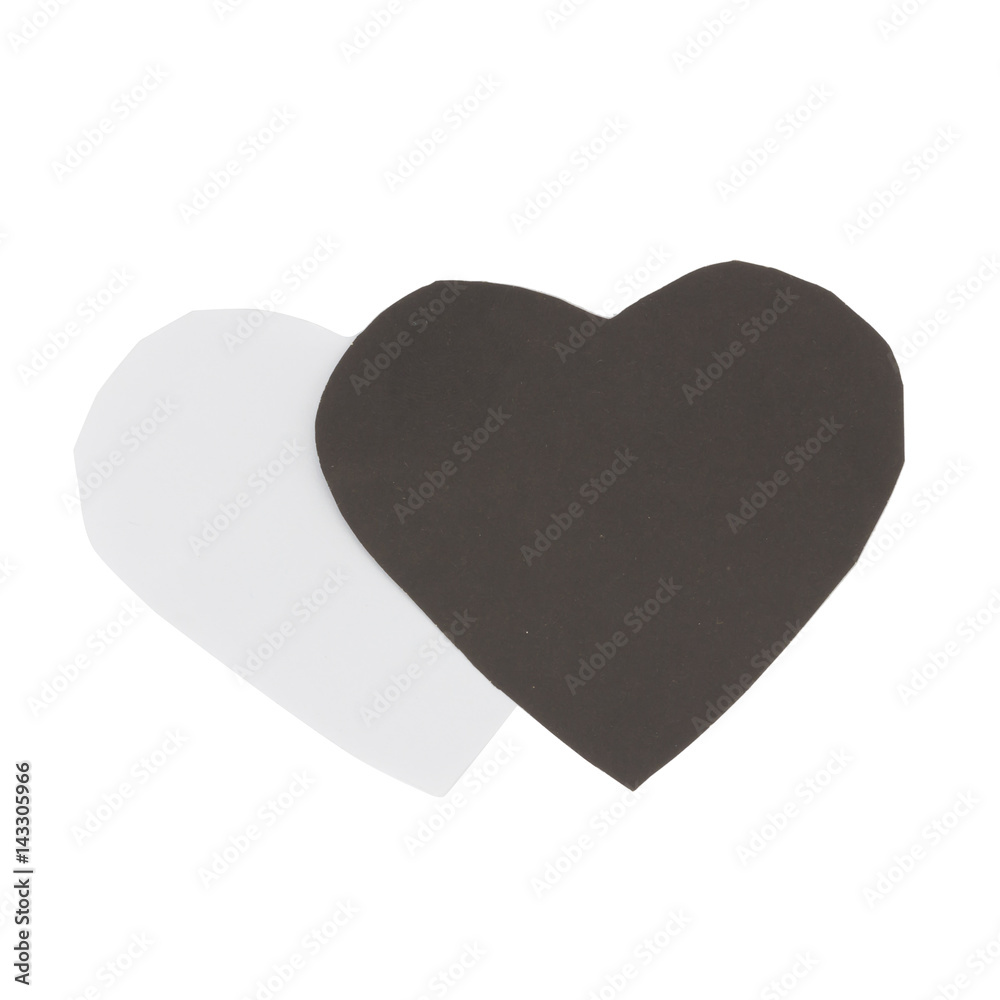 heart paper color black and white. isolated on white background heart paper color black and white. isolated on white background