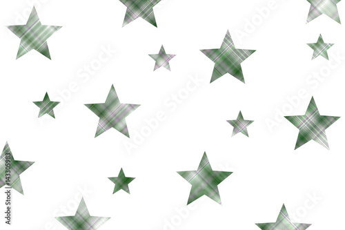 White background with dark green and white checkered stars
