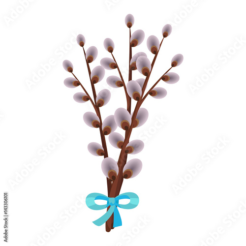 Branches of Flowering Willow Gathered in Bouquet