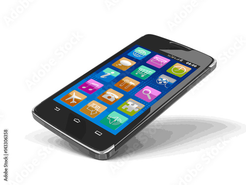 Touchscreen smartphone. Image with clipping path.