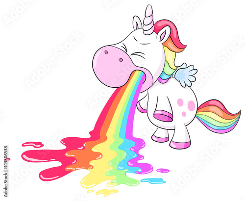 Einhorn kotzt Regenbogen Vektor Illustration