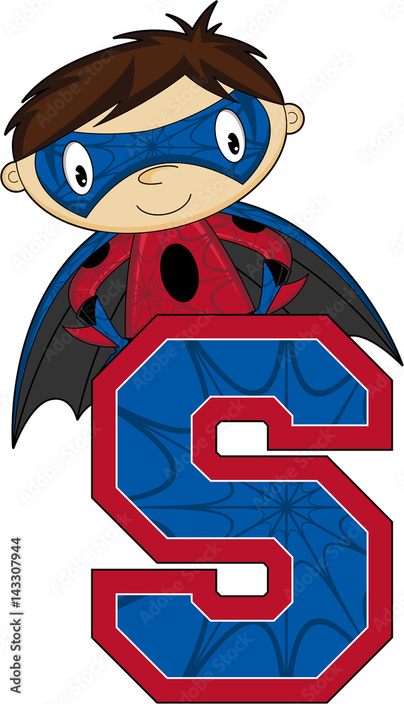 S is for Superhero Alphabet Learning Illustration