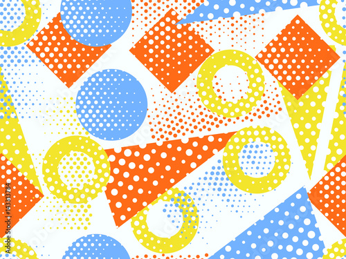 Memphis seamless pattern. Geometric elements memphis in the style of 80's. Vector illustration.
