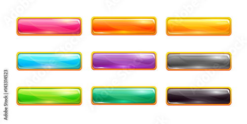Decorative vector colorful long buttons set.