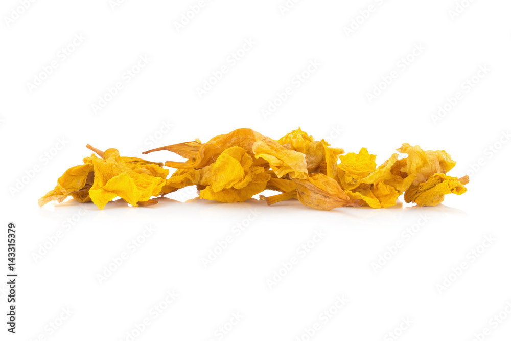 yellow flower dried isolated on white background yellow flower dried isolated on white background