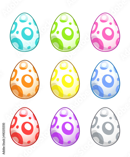 Cute colorful painted eggs set.