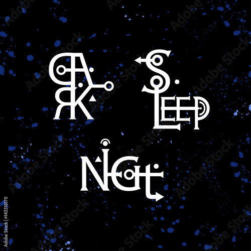 Darkness, sleep, night. A set of words in the style of occult sy