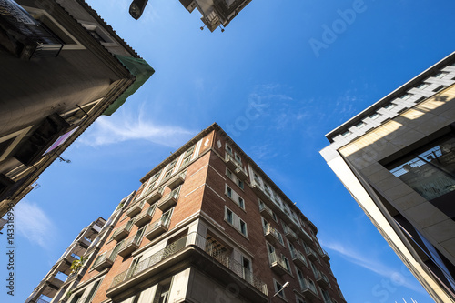 Four buildings in Gracia district in Barcelona