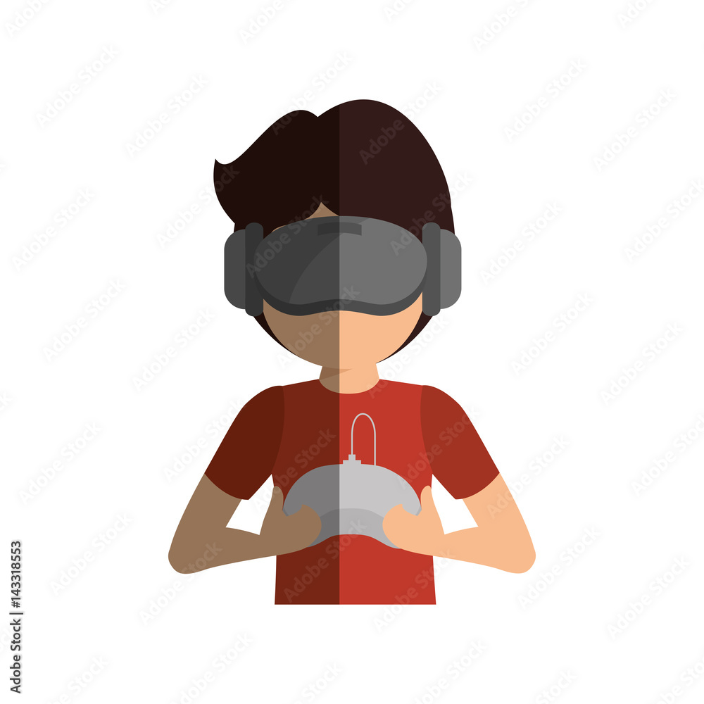 gamer with virtual reality glasses vector illustration design gamer with virtual reality glasses vector illustration design