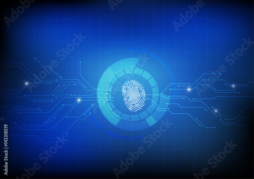 Vector : Finger print with electronic circuit background