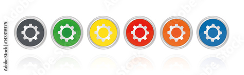 Silberne Buttons, bunt - Zahnrad Einstellungen