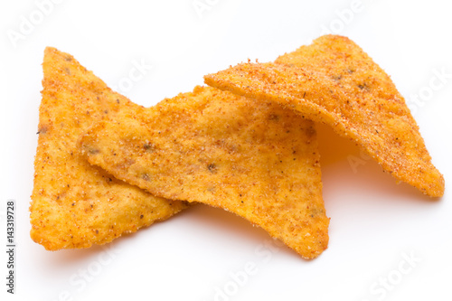 Nachos chips, isolated on white background.