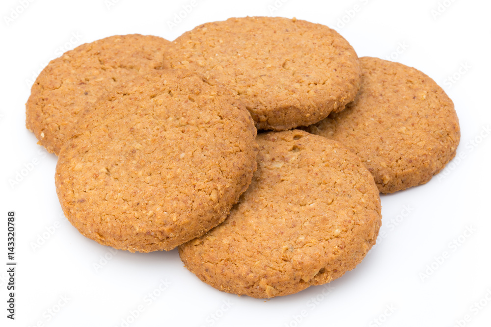 Stacked short pastry cookies isolated on white background. Stacked short pastry cookies isolated on white background.