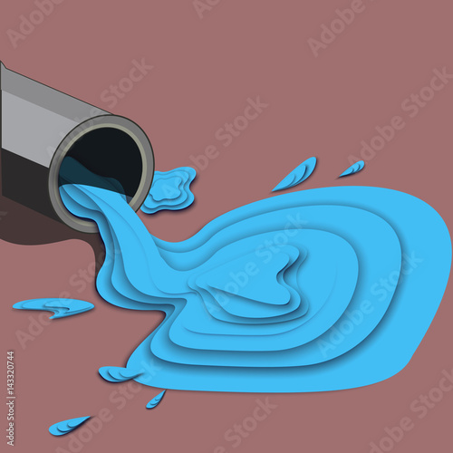 Drop of a Blue Paint from Tin Can. Abstract Craft Style Surrealistic Paper Art.