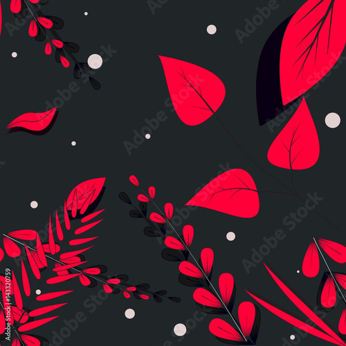 REd Graphic Flowers on Black Background