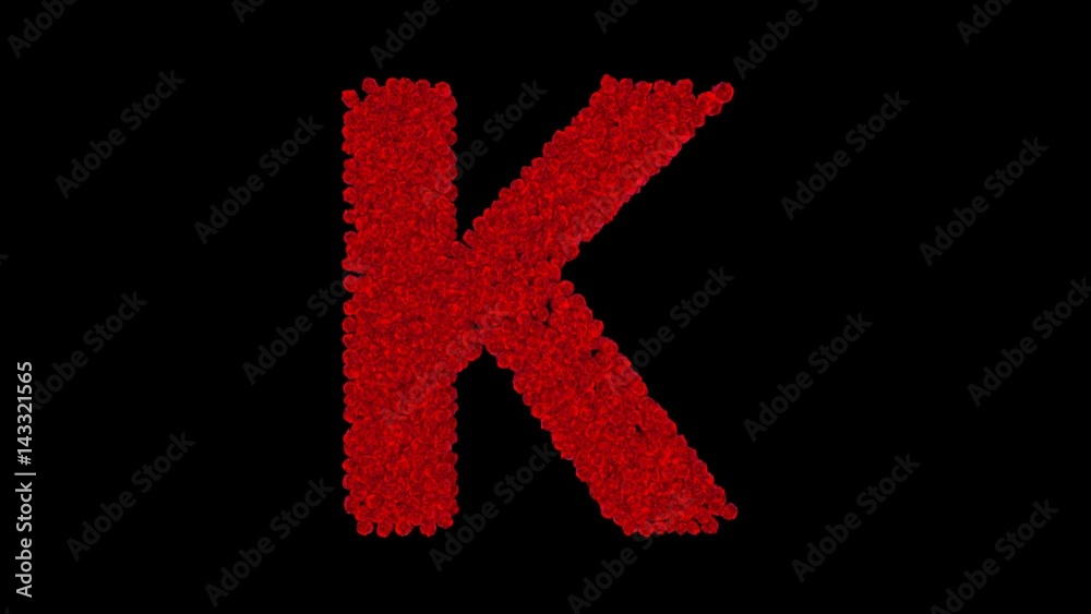 Letter K made of red roses with alpha channel Letter K made of red roses with alpha channel