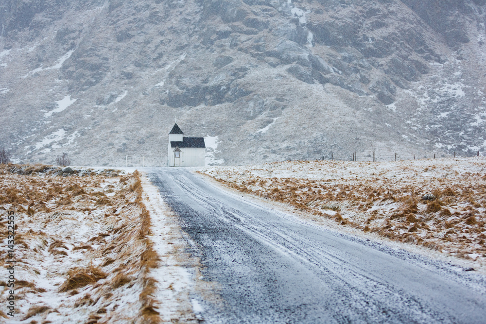 Fototapeta premium Lonely church in Lofoten