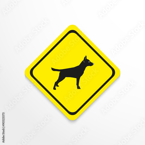 A dog on a yellow background. Vector icon.