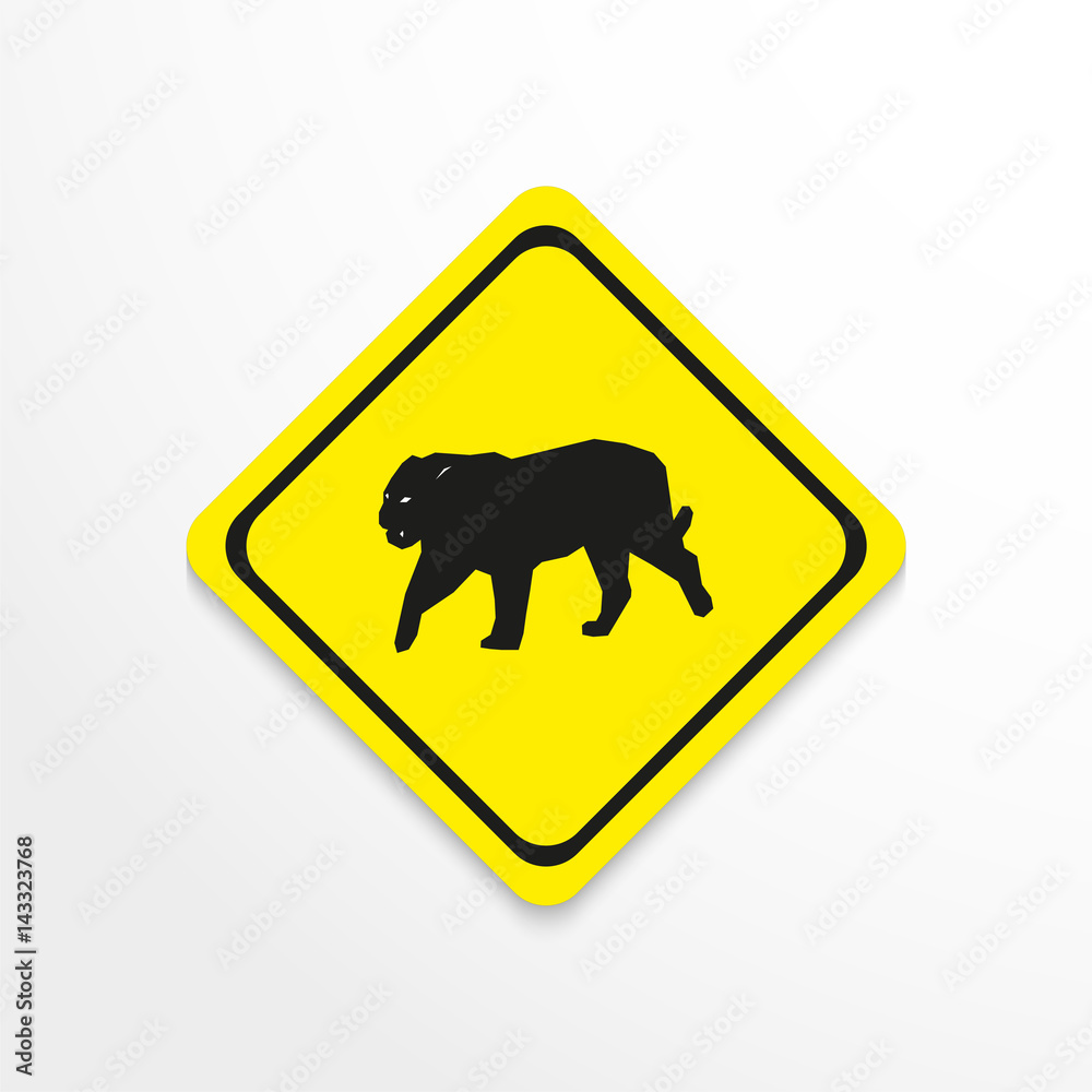 Tiger on a yellow background. Vector icon. Tiger on a yellow background. Vector icon.