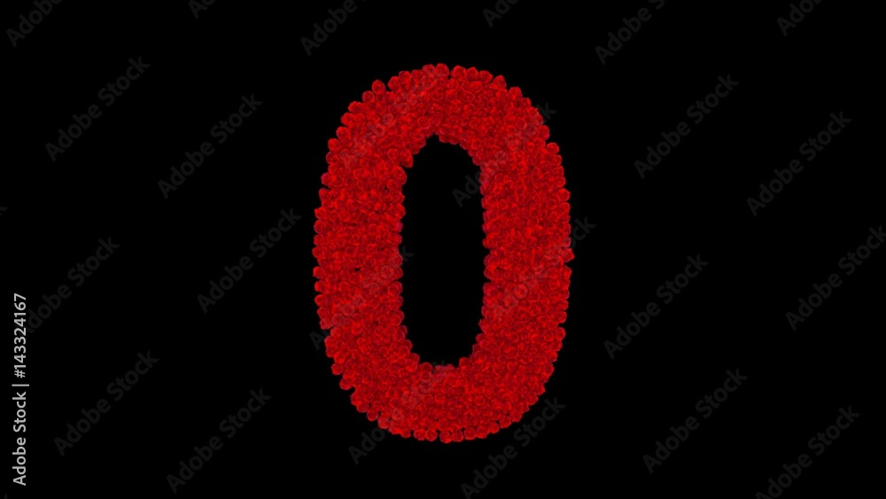 Number 0 made of red roses with alpha channel Number 0 made of red roses with alpha channel