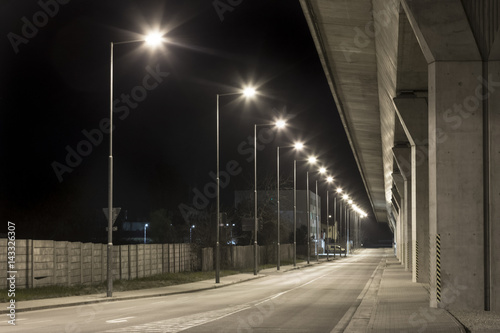 night road under the viaduct, Nitra, Slovakia photo
