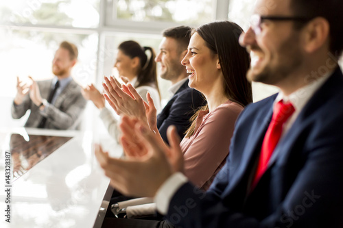 Happy group of businesspeop...
