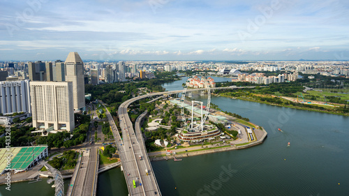 Aerial view of Singapore Flyer at Marina Bay Singapore