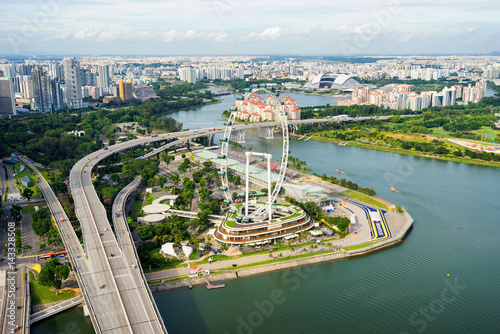 Photography Aerial view of Singapore Flyer at Marina Bay Singapore