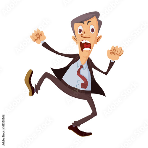 Cartoon businessman get angry and stomping feet