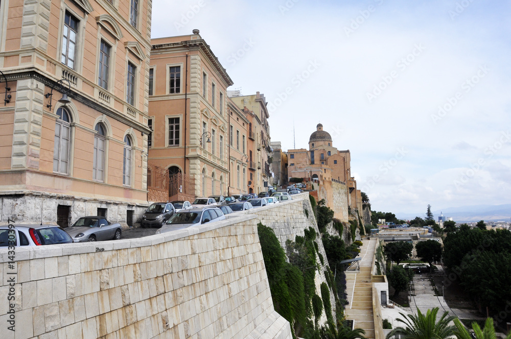 Bastione San Remy square in castello district downtown Cagliari, Sardinia, Italy