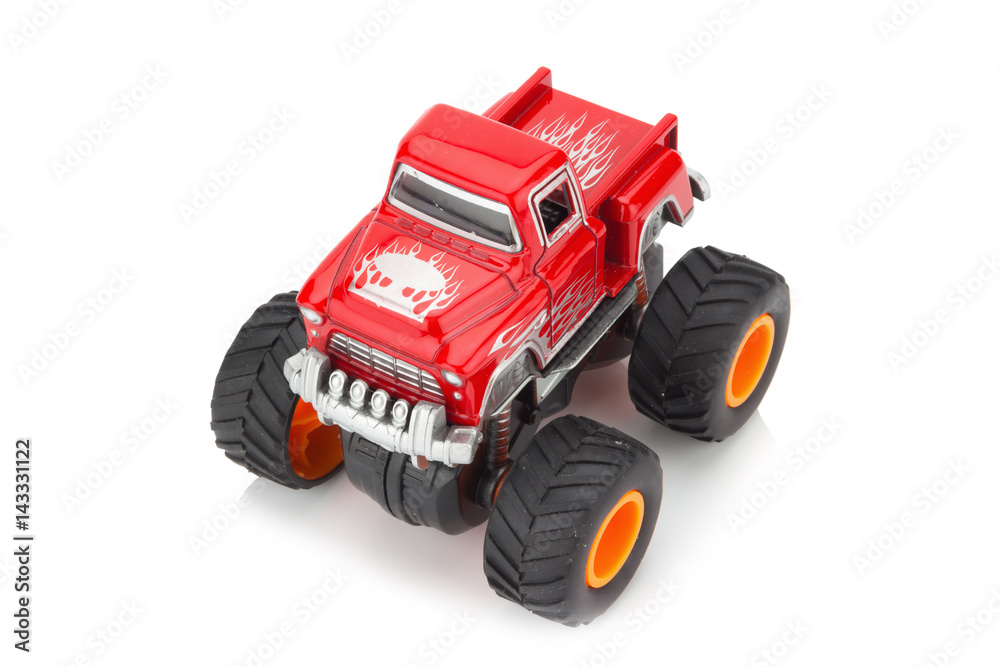 Obraz premium big truck toy color red isolated on white background