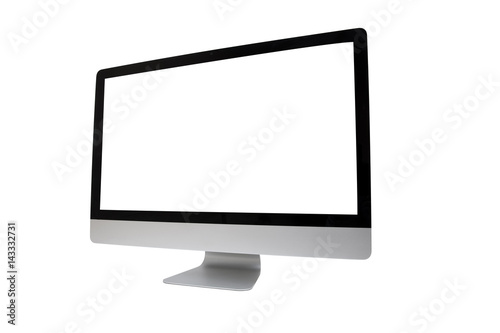 Computer monitors with blank white screen Isolated on white background