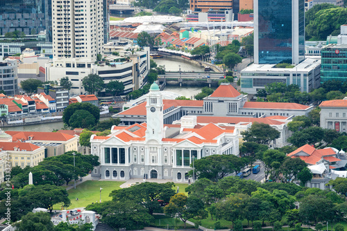 High view of city landscape building at Marina Bay photo