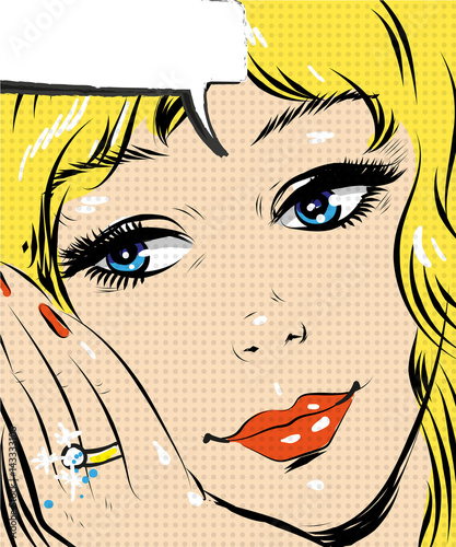 Beautiful blonde smiling Pop Art Woman comic style vector