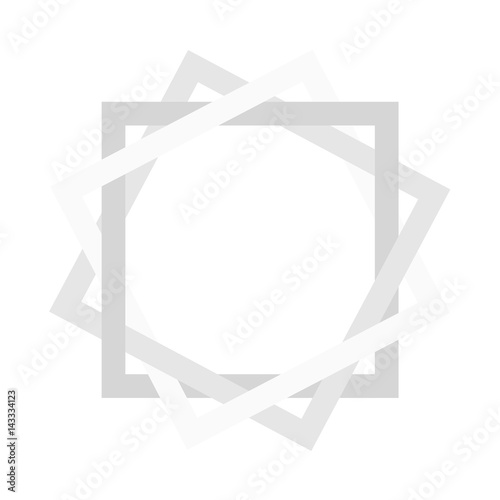 Combined square paper shells. Monotonous, bright and creative illustration on a white background. From white to gray. Type of star