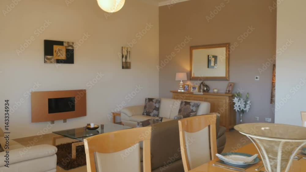 Modern interior with dining table and living room Modern interior with dining table and living room