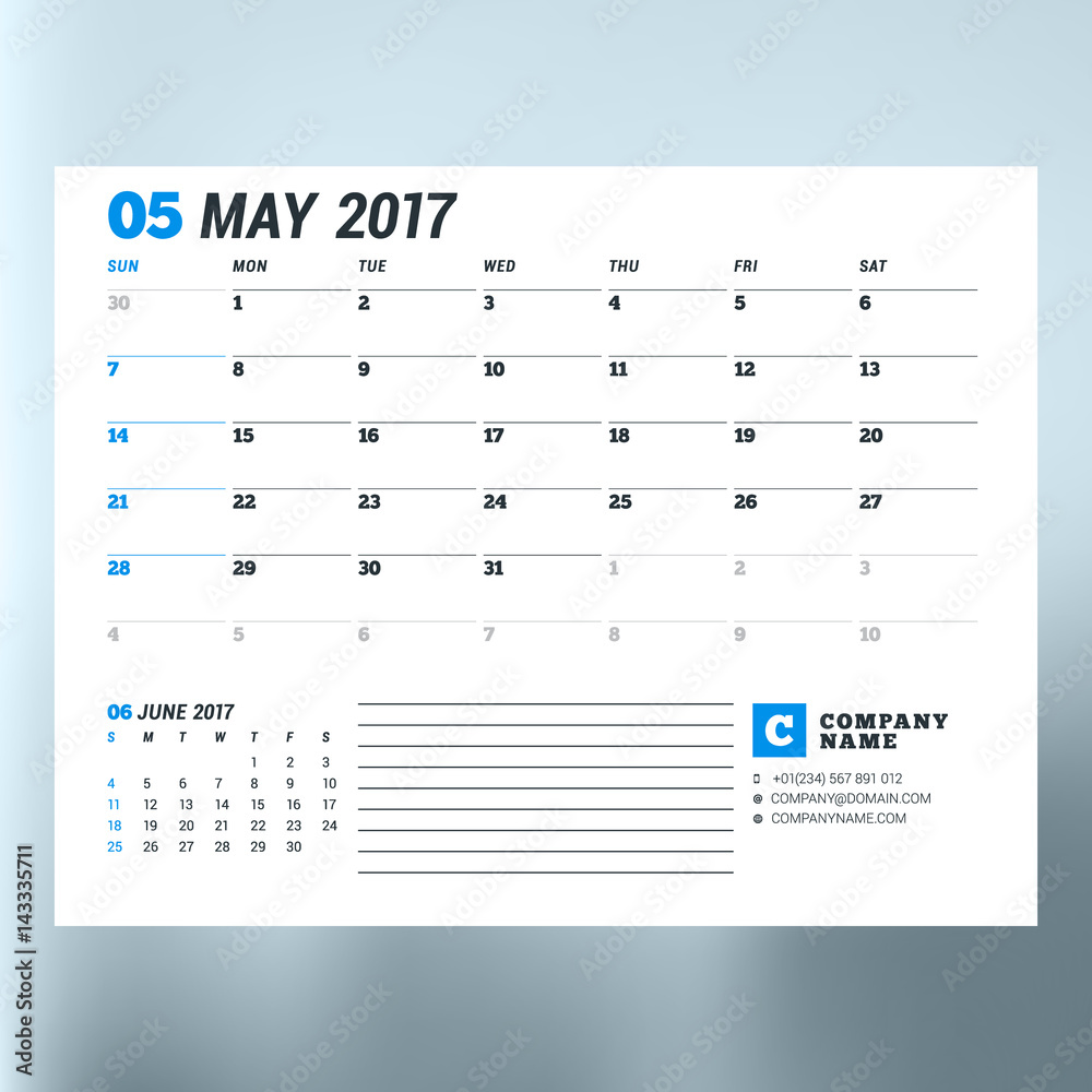 Calendar Template for May 2017. Week Starts Sunday. Design Print Template. Vector Illustration Isolated Calendar Template for May 2017. Week Starts Sunday. Design Print Template. Vector Illustration Isolated