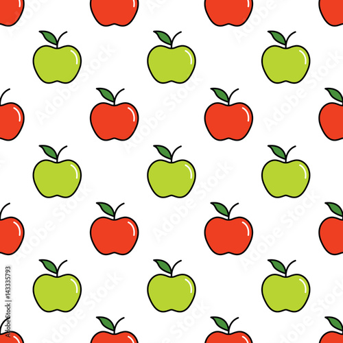 Pattern with red and green apples