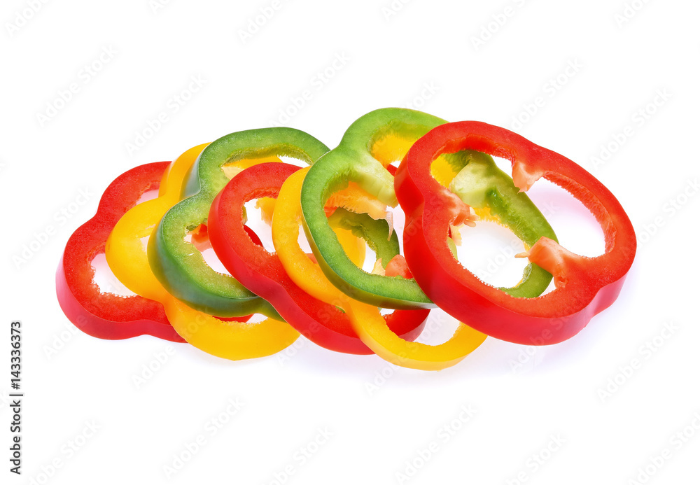 Sliced pepper isolated on white background
