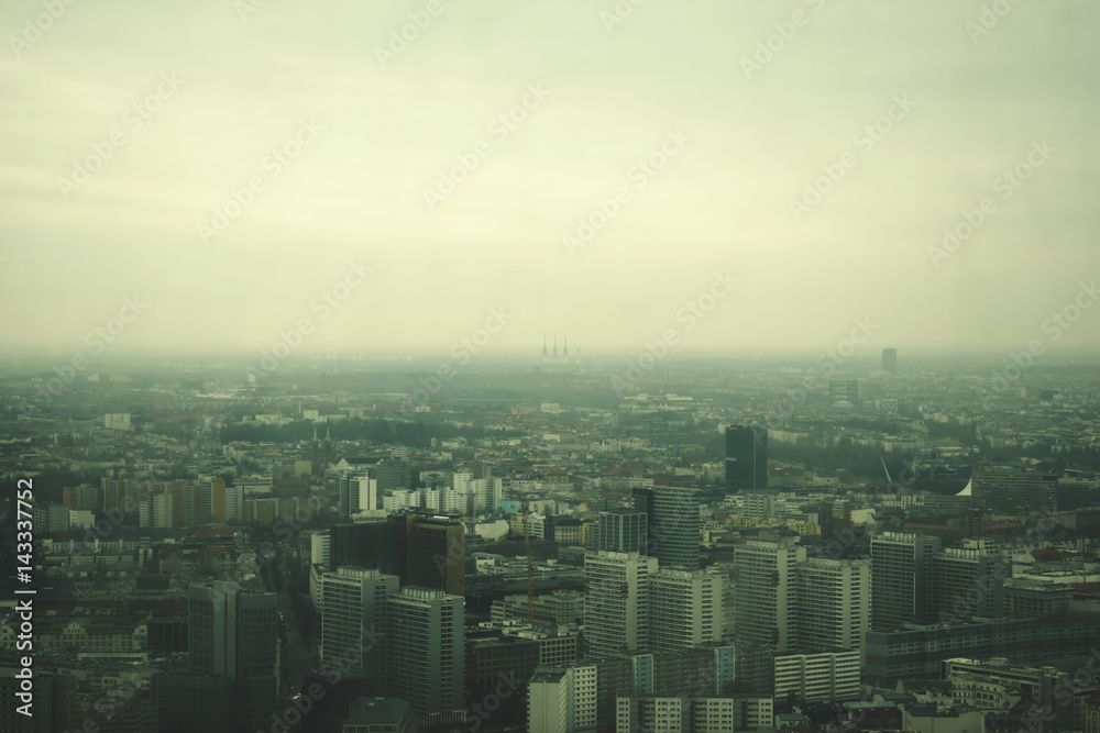 Aerial View of foggy Berlin 