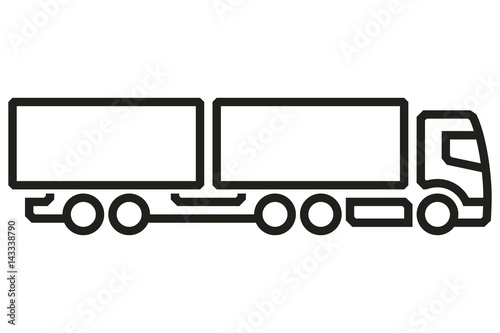 Vehicle Icons: European Truck Tandem. Vector.