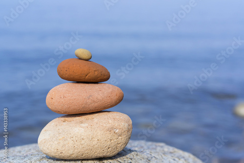 Pyramid of stones on the beach