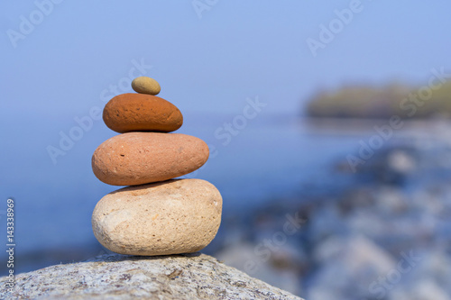 Pyramid of stones on the beach