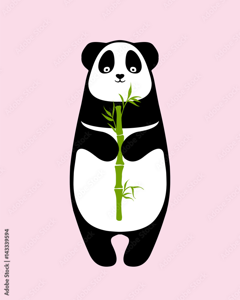 Fototapeta premium illustration - panda with bamboo