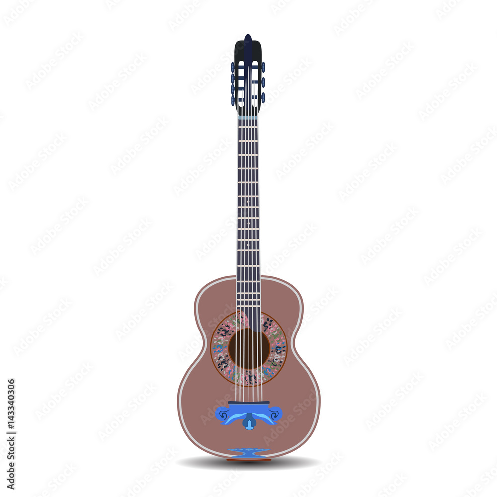 Vector illustration of classic guitar in flat style
