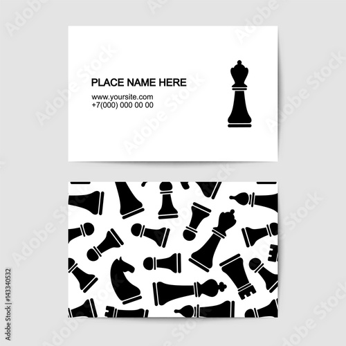 Vector visit card template with chess