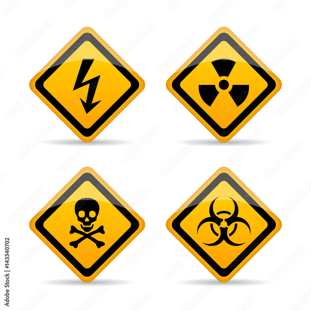 Danger warning vector sign set