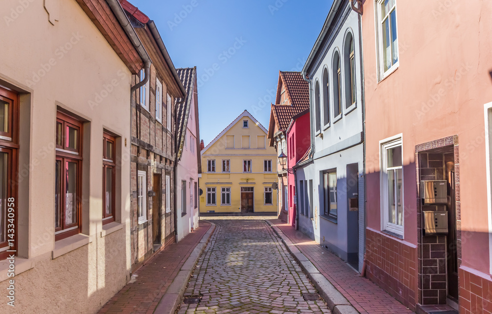 Colorful cobblestoned in the center of Verden