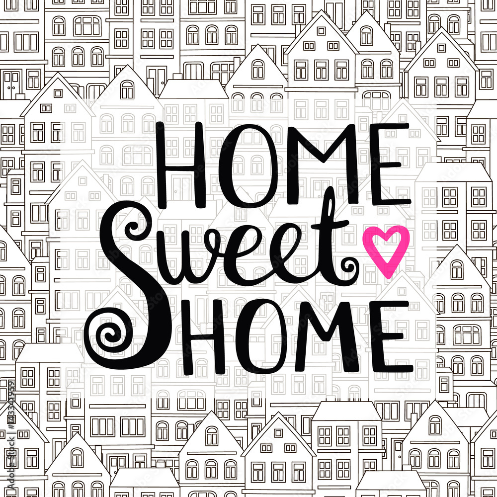 Plakat Napis do domu Sweet Home. Wektor ręcznie rysowane napis dla swojego projektu. Inspirujący cytat. Ilustracji wektorowych. Typograficzny projekt plakatu. Odosobniony.