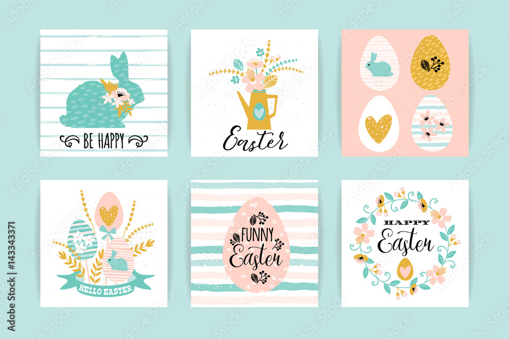 Happy Easter. Vector templates with lettering design Happy Easter. Vector templates with lettering design